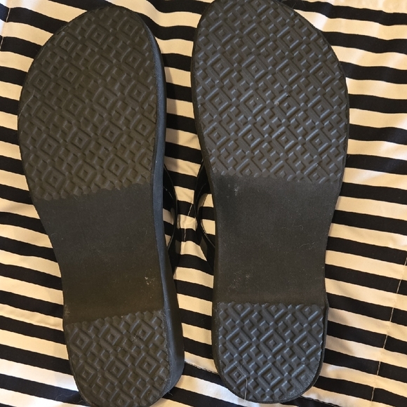 Tory Burch Black and Gold Flip Flops - Picture 2 of 6